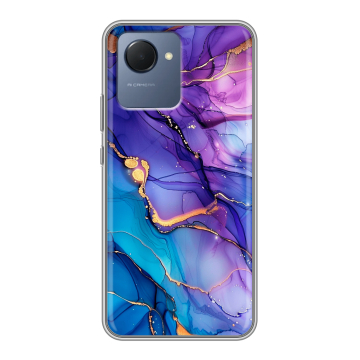 Силиконовый чехол на Realme Narzo 50i Prime с принтом синий мрамор Силиконовый чехол на Realme Narzo 50i Prime с принтом синий мрамор