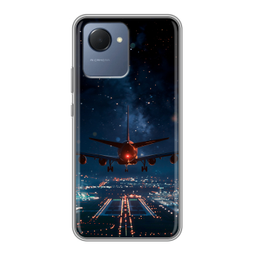 Силиконовый чехол на Realme Narzo 50i Prime с принтом самолет Силиконовый чехол на Realme Narzo 50i Prime с принтом самолет
