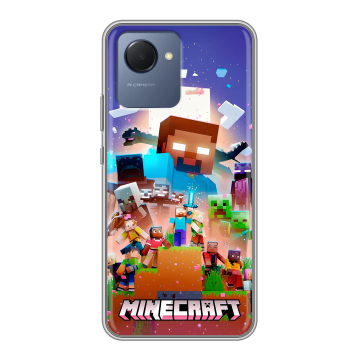 Силиконовый чехол на Realme Narzo 50i Prime с принтом Майнкрафт Minecraft
