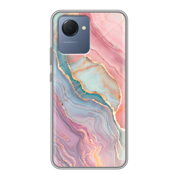 Силиконовый чехол на Realme Narzo 50i Prime с принтом розовый мрамор Силиконовый чехол на Realme Narzo 50i Prime с принтом розовый мрамор