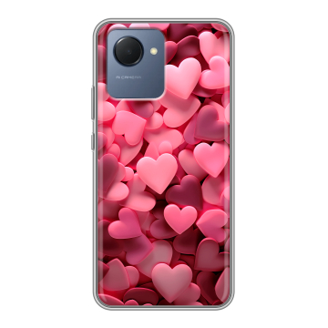 Силиконовый чехол на Realme Narzo 50i Prime с принтом розовые сердечки Силиконовый чехол на Realme Narzo 50i Prime с принтом розовые сердечки