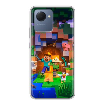 Силиконовый чехол на Realme Narzo 50i Prime с принтом Майнкрафт Minecraft
