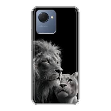 Силиконовый чехол на Realme Narzo 50i Prime с принтом Лев кошки