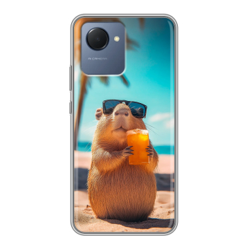 Силиконовый чехол на Realme Narzo 50i Prime с принтом Капибара Силиконовый чехол на Realme Narzo 50i Prime с принтом Капибара