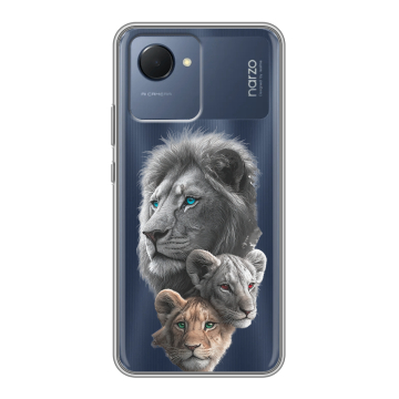Силиконовый чехол на Realme Narzo 50i Prime с принтом Львы
