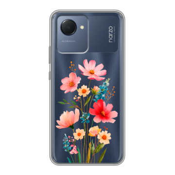 Силиконовый чехол на Realme Narzo 50i Prime с принтом Цветы