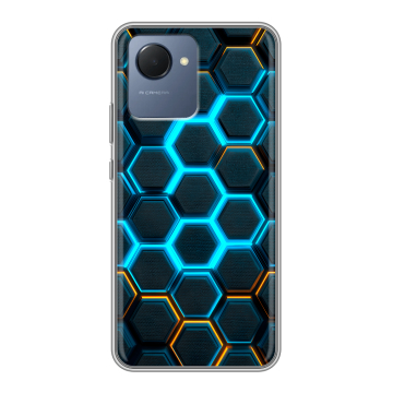 Силиконовый чехол на Realme Narzo 50i Prime с принтом Неоновые соты