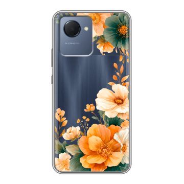 Силиконовый чехол на Realme Narzo 50i Prime с принтом Цветы принт