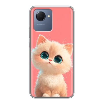 Силиконовый чехол на Realme Narzo 50i Prime с принтом Розовый котенок