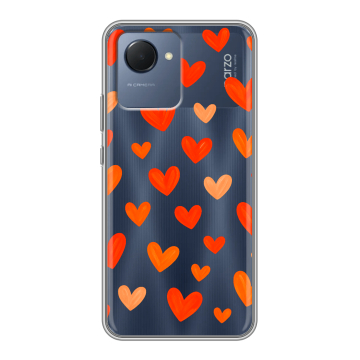 Силиконовый чехол на Realme Narzo 50i Prime с принтом Сердечки