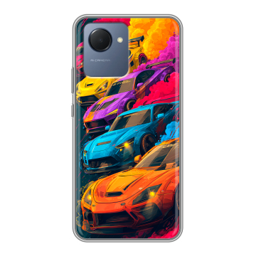 Силиконовый чехол на Realme Narzo 50i Prime с принтом Тачки