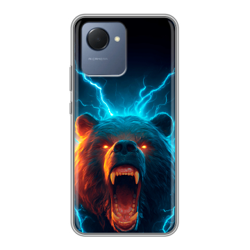 Силиконовый чехол на Realme Narzo 50i Prime с принтом Медведь