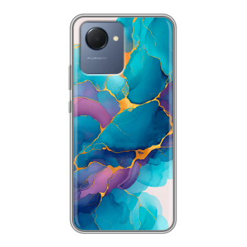 Силиконовый чехол на Realme Narzo 50i Prime с принтом Мрамор блестки