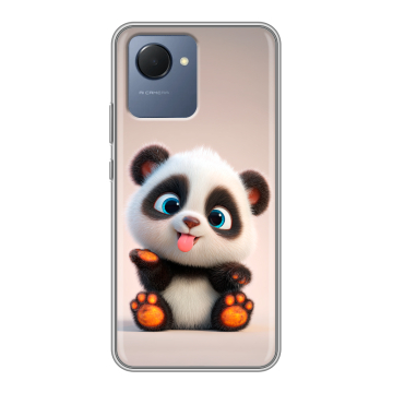 Силиконовый чехол на Realme Narzo 50i Prime с принтом милая панда Силиконовый чехол на Realme Narzo 50i Prime с принтом милая панда