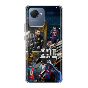 Силиконовый чехол на Realme Narzo 50i Prime с принтом Messi Barcelona Силиконовый чехол на Realme Narzo 50i Prime с принтом Messi Barcelona