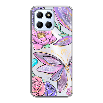 Силиконовый чехол на Huawei Honor X6 с принтом Бабочки и цветы