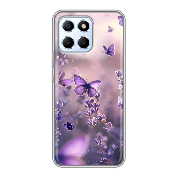 Силиконовый чехол на Huawei Honor X6 с принтом бабочки и лаванда Силиконовый чехол на Huawei Honor X6 с принтом бабочки и лаванда