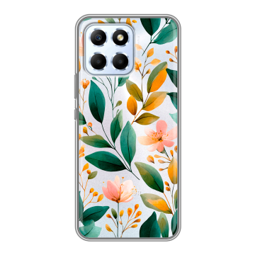 Силиконовый чехол на Huawei Honor X6 с принтом Цветы паттерн Силиконовый чехол на Huawei Honor X6 с принтом Цветы паттерн