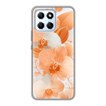 Силиконовый чехол на Huawei Honor X6 с принтом Бежевые цветы Силиконовый чехол на Huawei Honor X6 с принтом Бежевые цветы