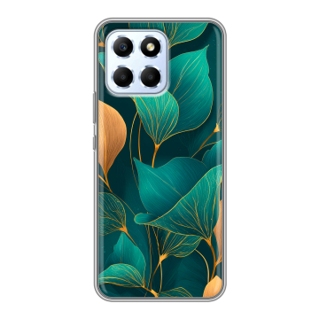 Силиконовый чехол на Huawei Honor X6 с принтом Листья и золото Силиконовый чехол на Huawei Honor X6 с принтом Листья и золото