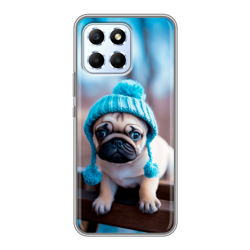 Силиконовый чехол на Huawei Honor X6 с принтом Мопс в шапке Силиконовый чехол на Huawei Honor X6 с принтом Мопс в шапке