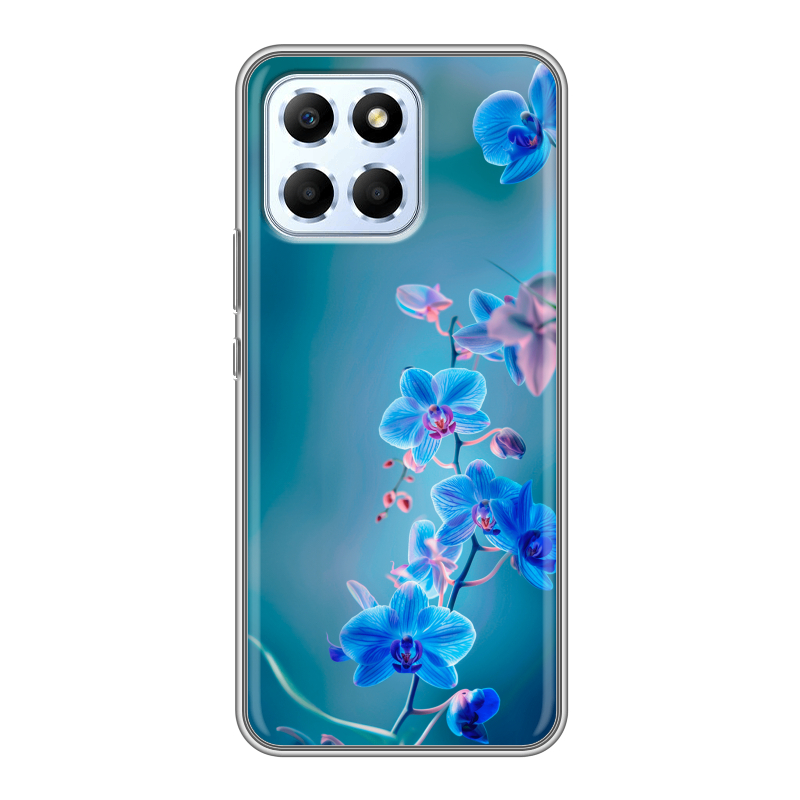 Силиконовый чехол на Huawei Honor X6 с принтом Голубые цветы Силиконовый чехол на Huawei Honor X6 с принтом Голубые цветы