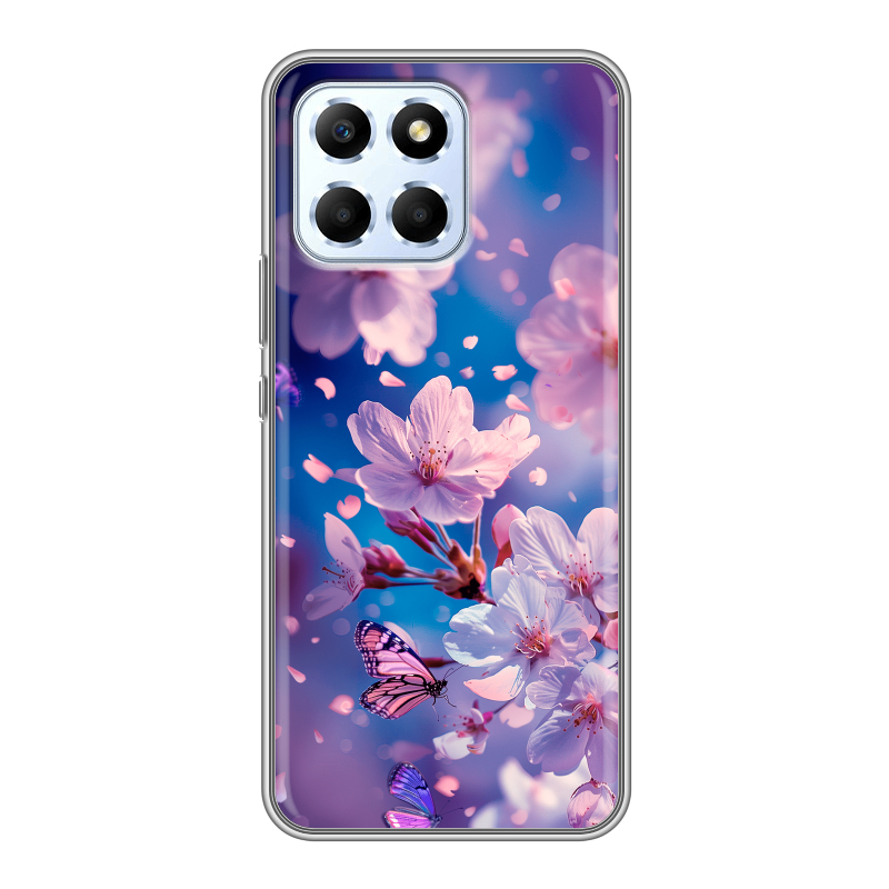 Силиконовый чехол на Huawei Honor X6 с принтом цветы бабочки Силиконовый чехол на Huawei Honor X6 с принтом цветы бабочки