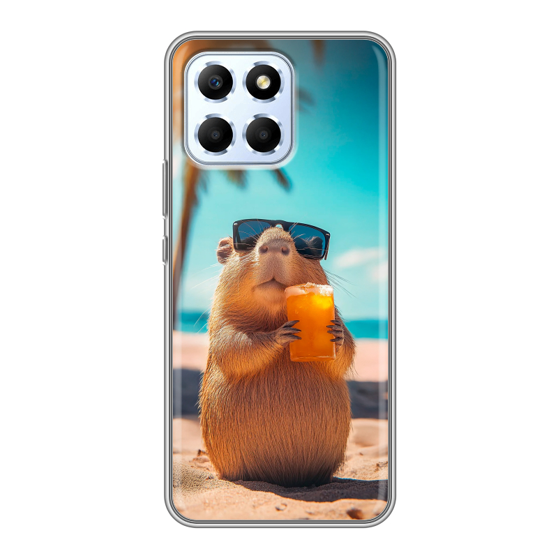 Силиконовый чехол на Huawei Honor X6 с принтом Капибара Силиконовый чехол на Huawei Honor X6 с принтом Капибара