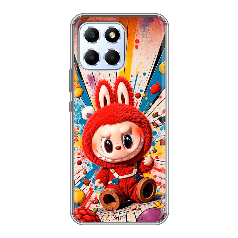 Силиконовый противоударный чехол на Huawei Honor X6 с принтом Labubu Лабубу Силиконовый противоударный чехол на Huawei Honor X6 с принтом Labubu Лабубу