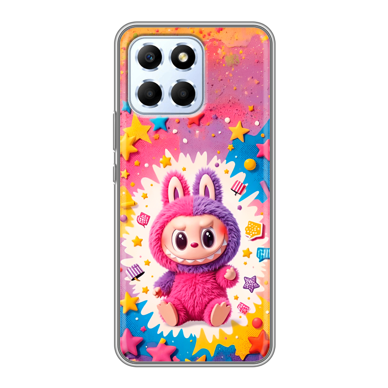 Силиконовый противоударный чехол на Huawei Honor X6 с принтом Labubu Лабубу Силиконовый противоударный чехол на Huawei Honor X6 с принтом Labubu Лабубу