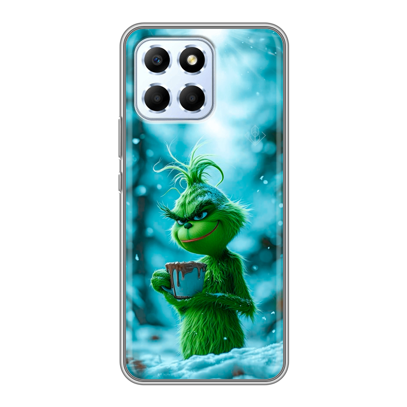 Силиконовый противоударный чехол на Huawei Honor X6 с принтом Новый год гринч Силиконовый противоударный чехол на Huawei Honor X6 с принтом Новый год гринч