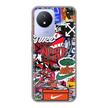 Силиконовый чехол на Vivo Y02 с принтом Найк Nike яркий Силиконовый чехол на Vivo Y02 с принтом Найк Nike яркий