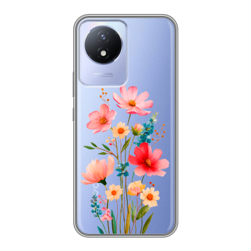 Силиконовый чехол на Vivo Y02 с принтом Цветы
