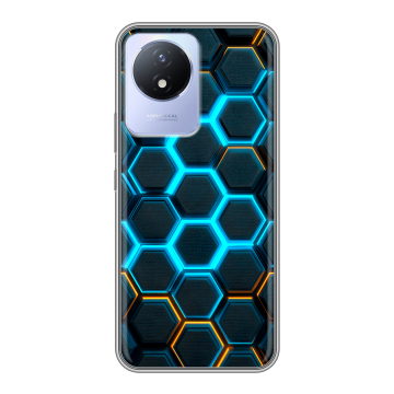 Силиконовый чехол на Vivo Y02 с принтом Неоновые соты