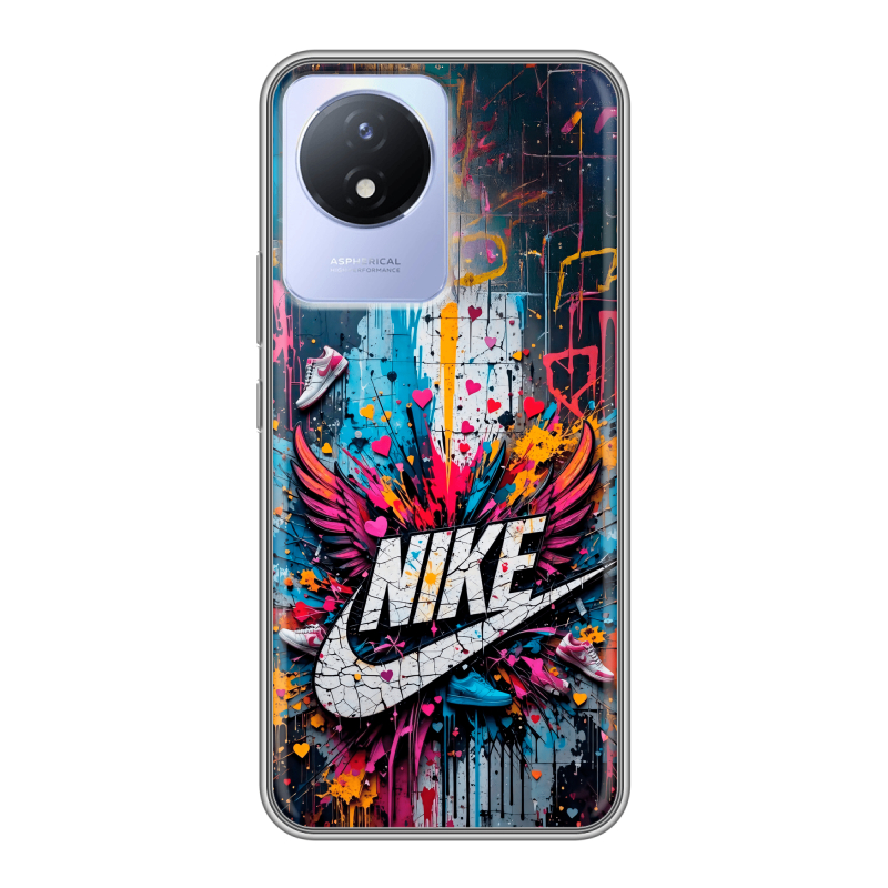 Силиконовый чехол на Vivo Y02 с принтом Nike Найк Силиконовый чехол на Vivo Y02 с принтом Nike Найк
