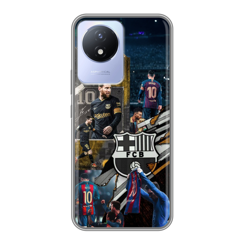 Силиконовый чехол на Vivo Y02 с принтом Messi Barcelona Силиконовый чехол на Vivo Y02 с принтом Messi Barcelona