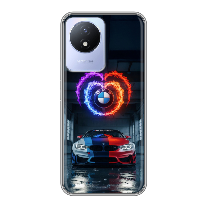 Силиконовый чехол на Vivo Y02 с принтом BMW БМВ Силиконовый чехол на Vivo Y02 с принтом BMW БМВ