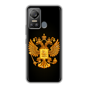 Силиконовый чехол на Itel Vision 5 с принтом Герб России желтый Силиконовый чехол на Itel Vision 5 с принтом Герб России желтый