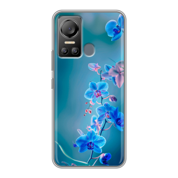 Силиконовый чехол на Itel Vision 5 с принтом Голубые цветы