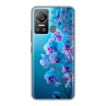 Силиконовый чехол на Itel Vision 5 с принтом голубые орхидеи Силиконовый чехол на Itel Vision 5 с принтом голубые орхидеи