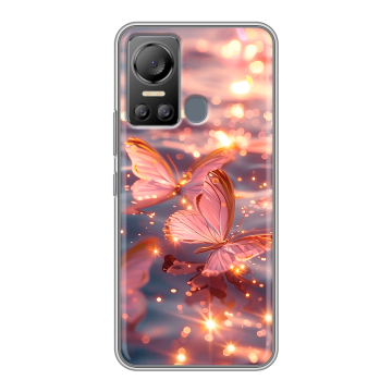 Силиконовый чехол на Itel Vision 5 с принтом бабочки розовые Силиконовый чехол на Itel Vision 5 с принтом бабочки розовые