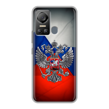 Силиконовый чехол на Itel Vision 5 с принтом Флаг России Силиконовый чехол на Itel Vision 5 с принтом Флаг России