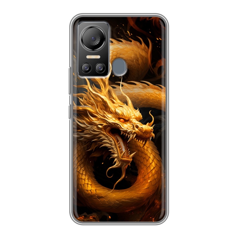Силиконовый чехол на Itel Vision 5 с принтом Золотой дракон Силиконовый чехол на Itel Vision 5 с принтом Золотой дракон