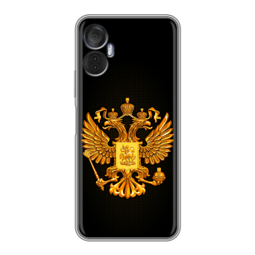 Силиконовый чехол на Itel Vision 5 Plus с принтом Герб России желтый