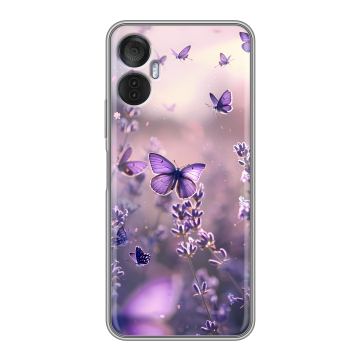 Силиконовый чехол на Itel Vision 5 Plus с принтом бабочки и лаванда