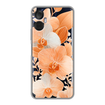 Силиконовый чехол на Itel Vision 5 Plus с принтом Бежевые цветы Силиконовый чехол на Itel Vision 5 Plus с принтом Бежевые цветы