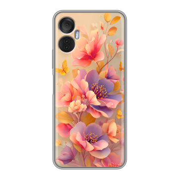 Силиконовый чехол на Itel Vision 5 Plus с принтом Цветы и бабочки