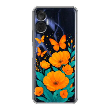 Силиконовый чехол на Itel Vision 5 Plus с принтом цветы бабочки