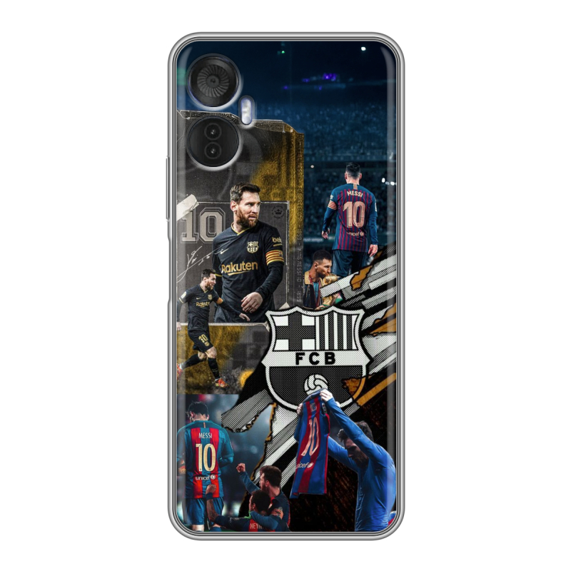 Силиконовый чехол на Itel Vision 5 Plus с принтом Messi Barcelona Силиконовый чехол на Itel Vision 5 Plus с принтом Messi Barcelona