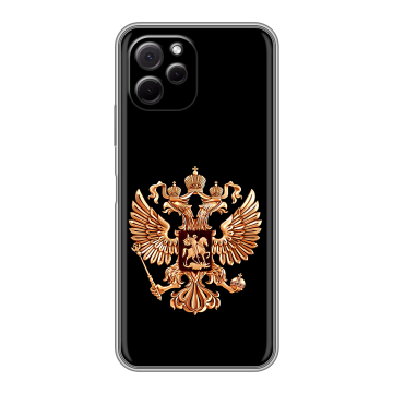 Силиконовый чехол на Huawei Nova Y61 с принтом Герб России золотой